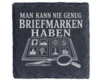 Schiefer Untersetzer Man kann nie genug Briefmarken haben - Geschenk f – Bild 1