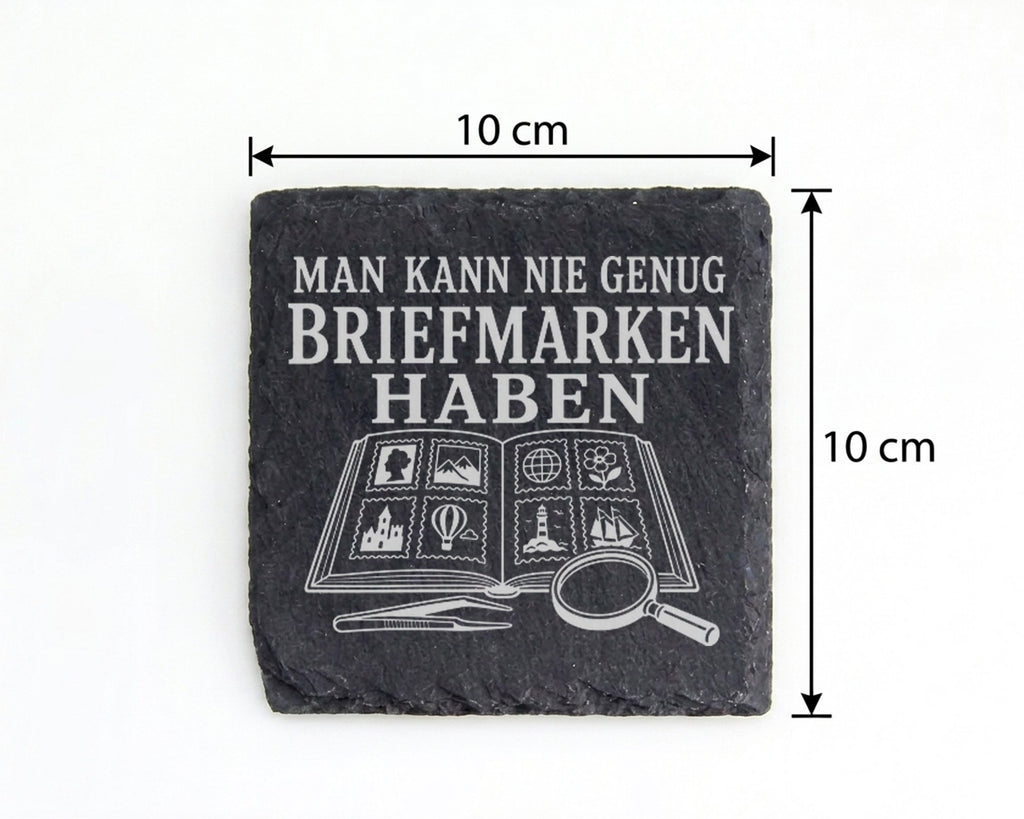 Schiefer Untersetzer Man kann nie genug Briefmarken haben - Geschenk f – Bild 4