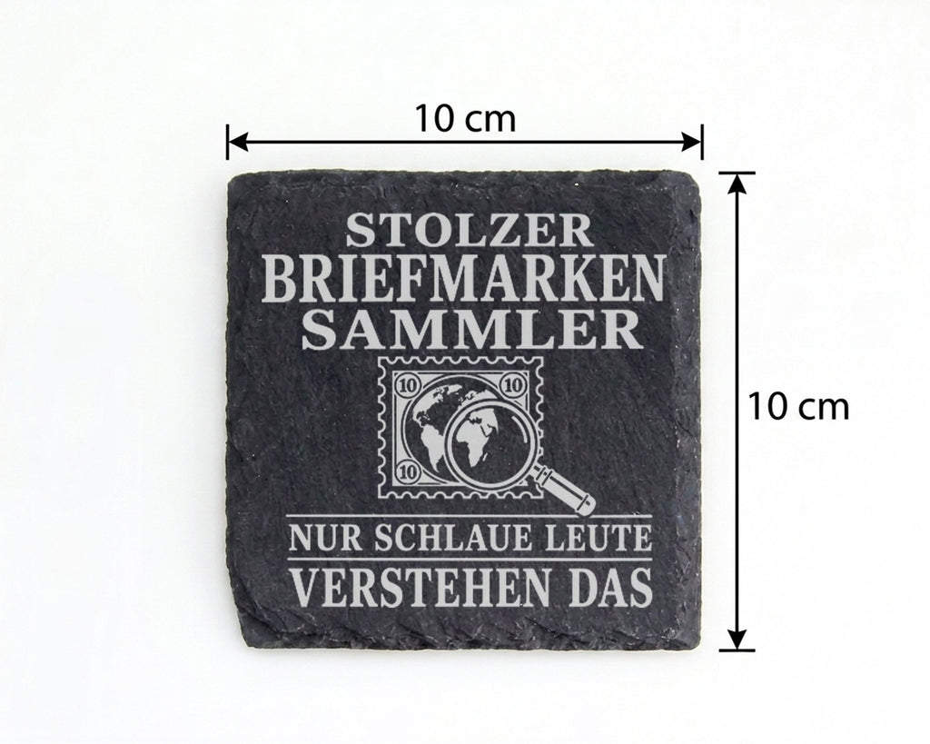 Schiefer Untersetzer Stolzer Briefmarkensammler nur schlaue Leute vers – Bild 4