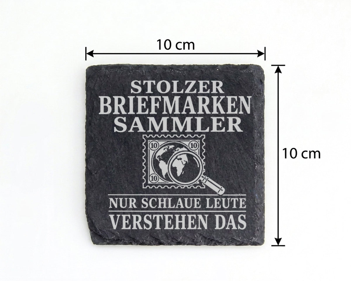 Schiefer Untersetzer Stolzer Briefmarkensammler nur schlaue Leute vers – Bild 4