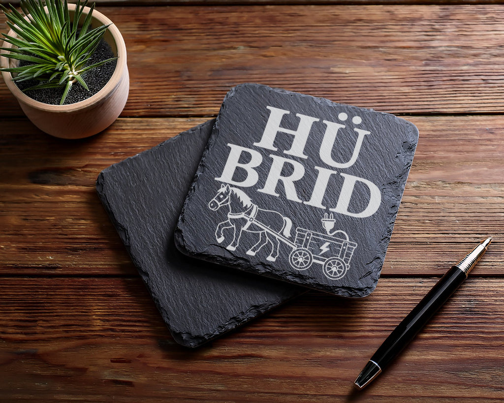 Schiefer Untersetzer Hü Brid - Lustiges Kutsche Geschenk für Kutscher, – Bild 5