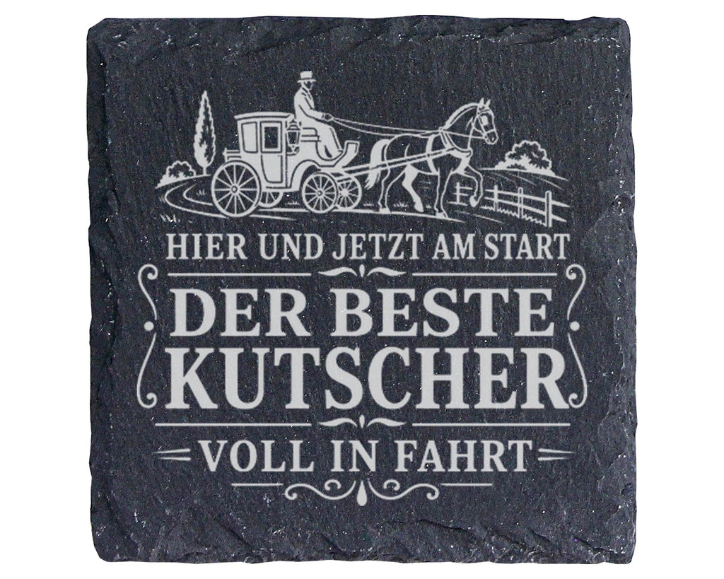 Schiefer Untersetzer Der beste Kutscher voll in Fahrt - Geschenk für G – Bild 1