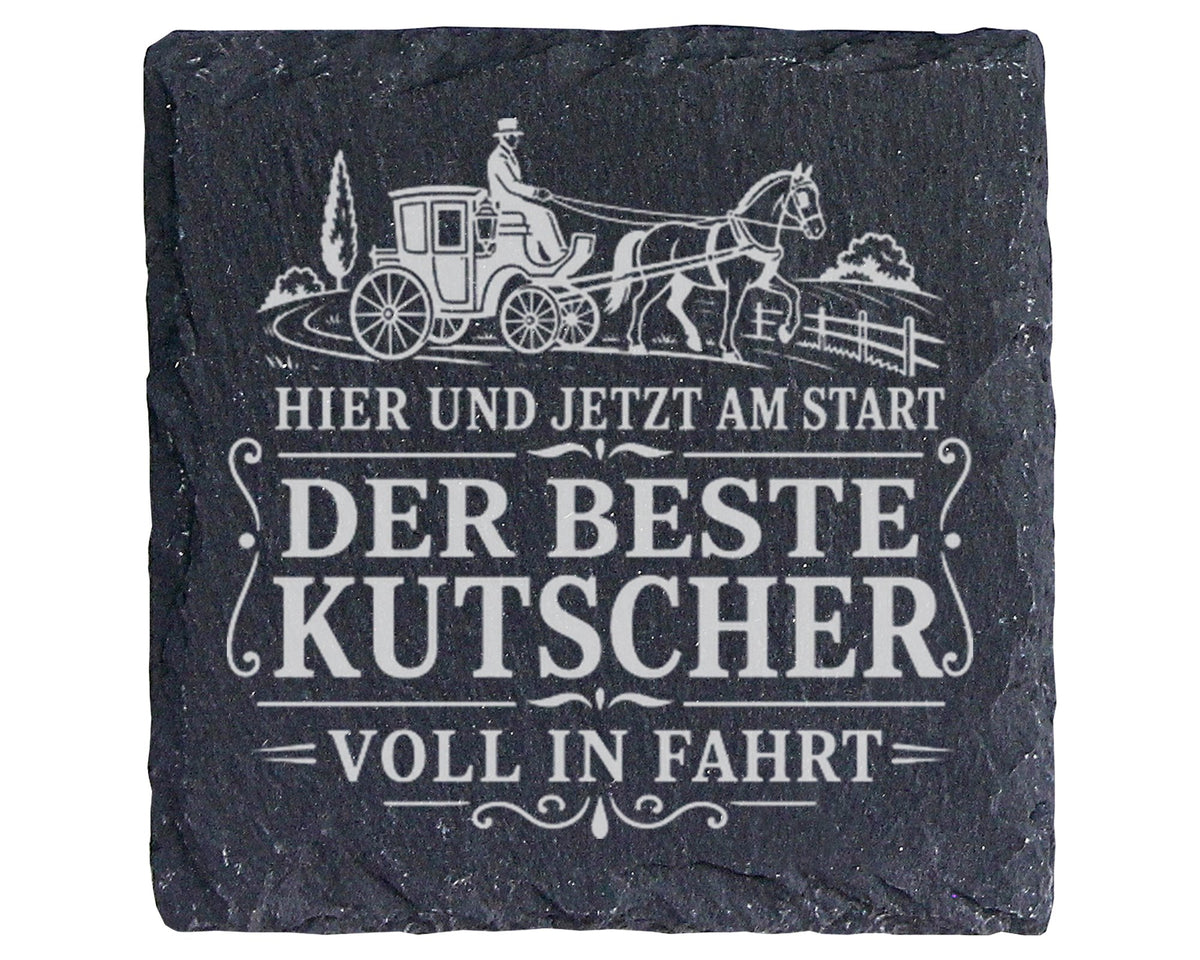 Schiefer Untersetzer Der beste Kutscher voll in Fahrt - Geschenk für G – Bild 1