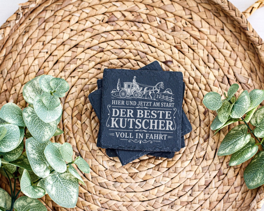 Schiefer Untersetzer Der beste Kutscher voll in Fahrt - Geschenk für G – Bild 3