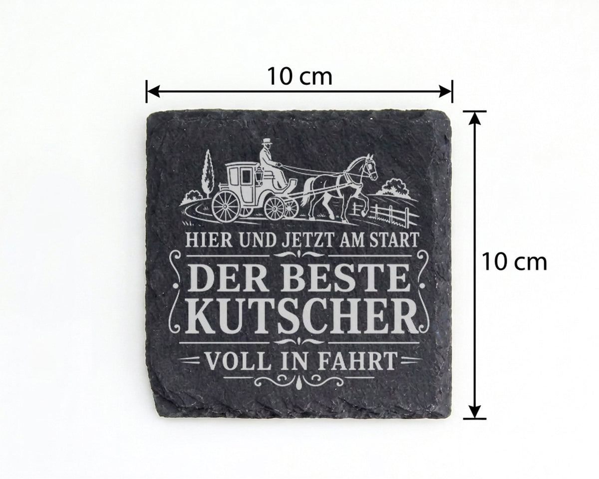 Schiefer Untersetzer Der beste Kutscher voll in Fahrt - Geschenk für G – Bild 4
