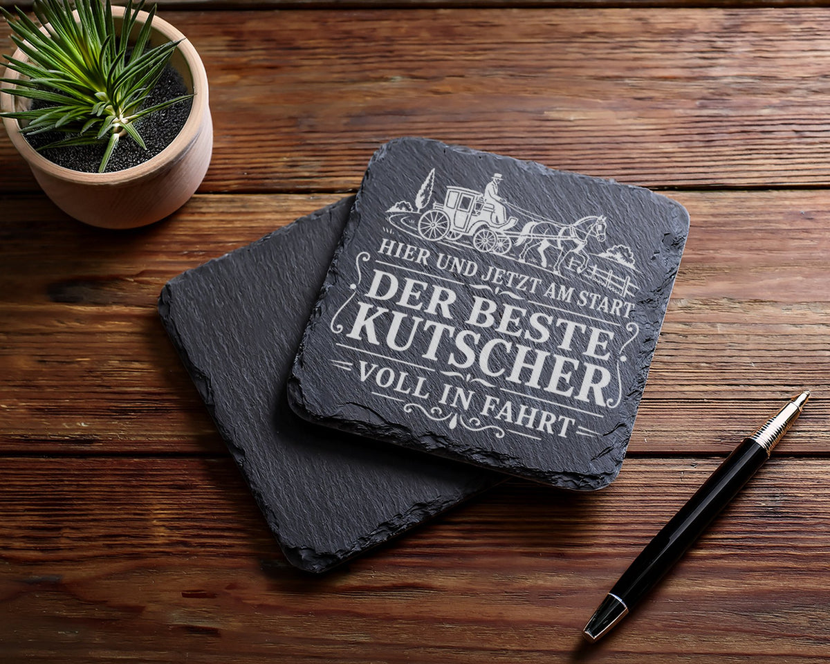 Schiefer Untersetzer Der beste Kutscher voll in Fahrt - Geschenk für G – Bild 5
