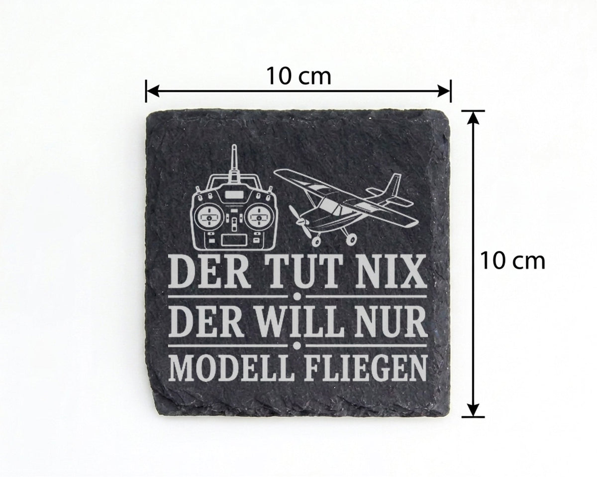 Schiefer Untersetzer Der tut nix will nur Modell fliegen - Geschenk fü – Bild 4