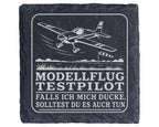 Schiefer Untersetzer Modellflug Testpilot falls ich mich ducke - Lusti – Bild 1