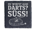Schiefer Untersetzer Du wirfst also Darts Süß - Lustiges Axtwerfen Ges – Bild 1