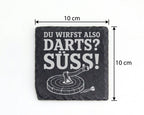Schiefer Untersetzer Du wirfst also Darts Süß - Lustiges Axtwerfen Ges – Bild 4