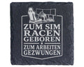 Schiefer Untersetzer Sim Racen geboren zur Arbeit gezwungen - Geschenk – Bild 1