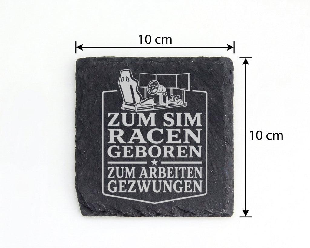 Schiefer Untersetzer Sim Racen geboren zur Arbeit gezwungen - Geschenk – Bild 4