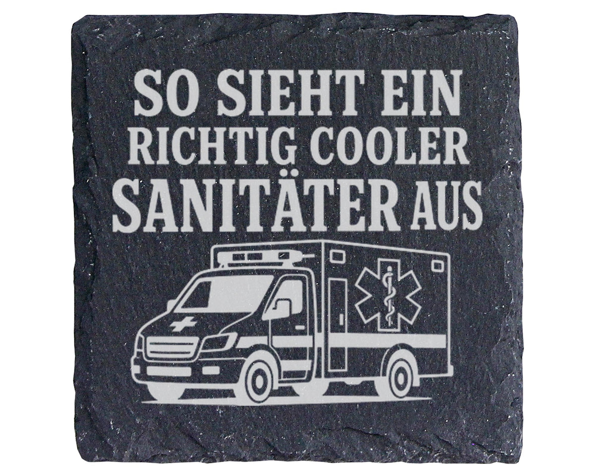 Schiefer Untersetzer So sieht ein richtig cooler Sanitäter aus - Gesch – Bild 1