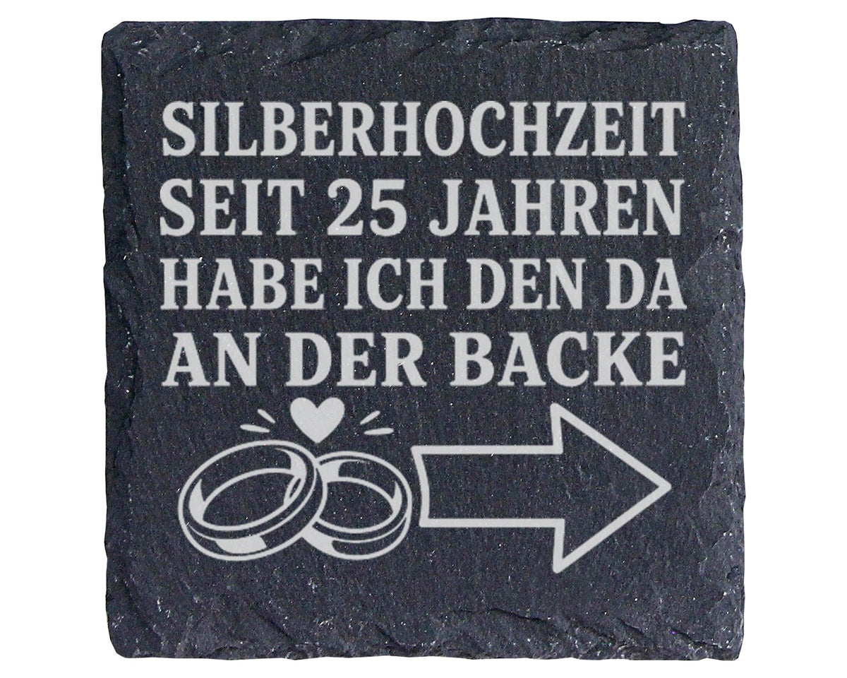 Schiefer Untersetzer Silberhochzeit seit 25 Jahren den da an der Backe – Bild 1