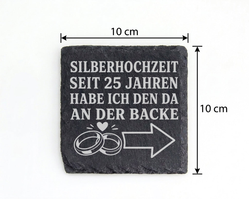 Schiefer Untersetzer Silberhochzeit seit 25 Jahren den da an der Backe – Bild 4