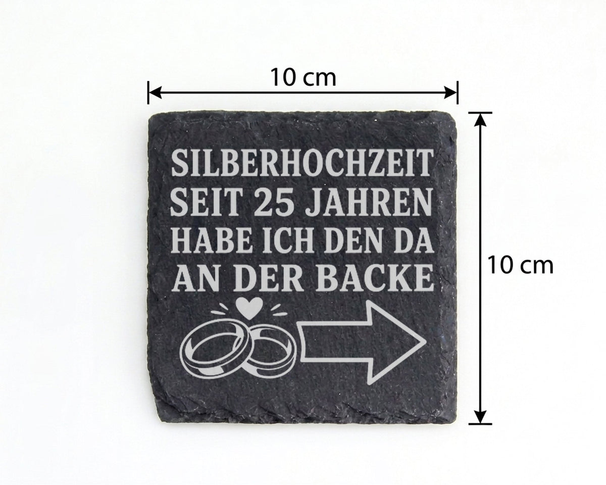 Schiefer Untersetzer Silberhochzeit seit 25 Jahren den da an der Backe – Bild 4