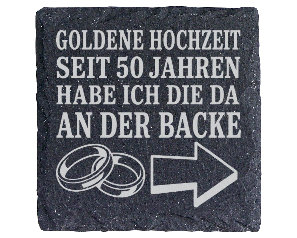 Schiefer Untersetzer Goldene Hochzeit seit 50 Jahren die da an der Bac – Bild 1