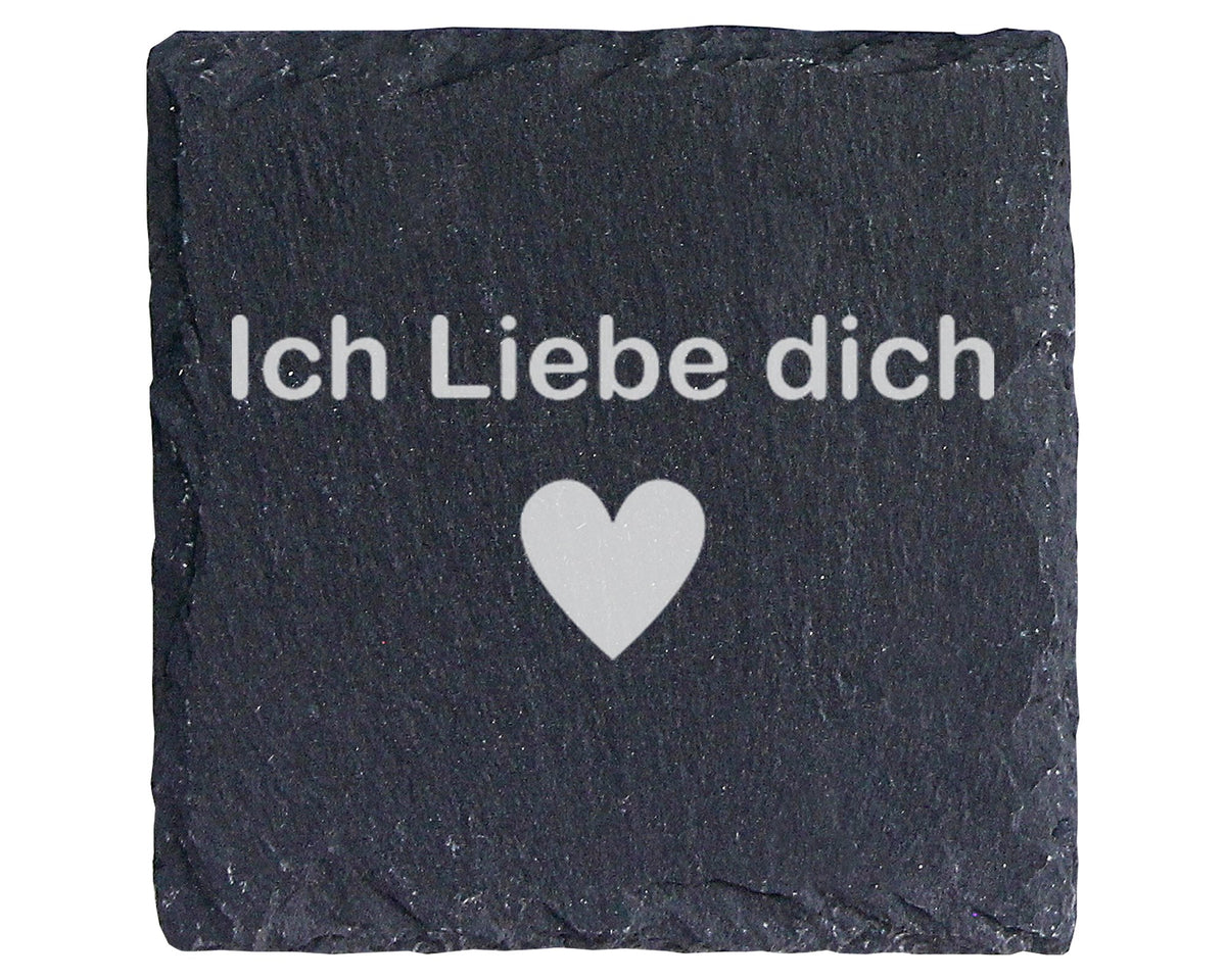 Schiefer Untersetzer Ich Liebe Dich Herz - Romantisches Geschenk Für P – Bild 1
