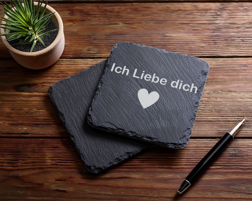 Schiefer Untersetzer Ich Liebe Dich Herz - Romantisches Geschenk Für P – Bild 5