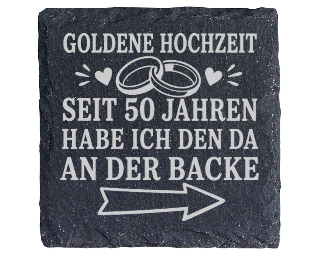 Schiefer Untersetzer Goldene Hochzeit seit 50 Jahren den da an der Bac – Bild 1