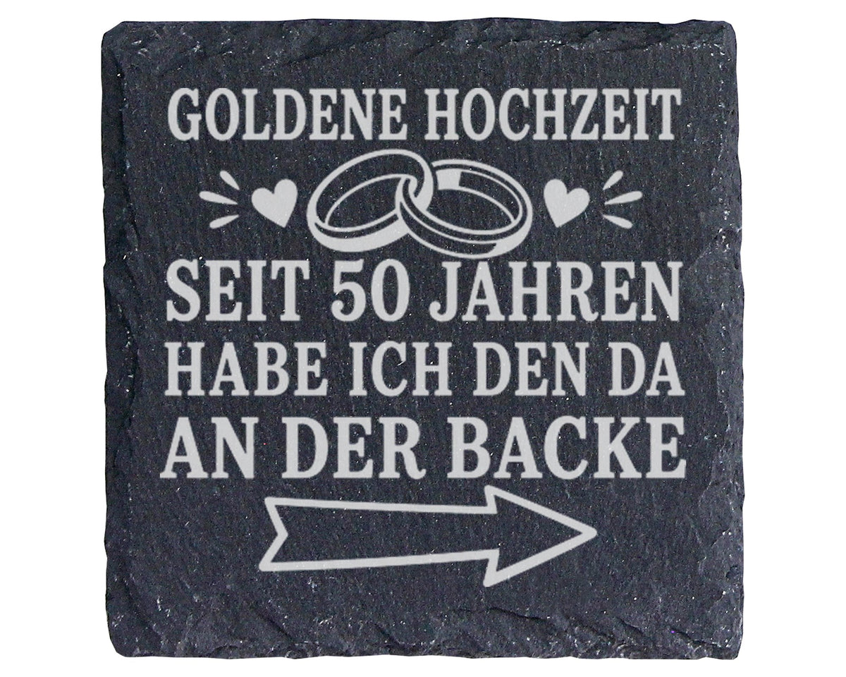 Schiefer Untersetzer Goldene Hochzeit seit 50 Jahren den da an der Bac – Bild 1