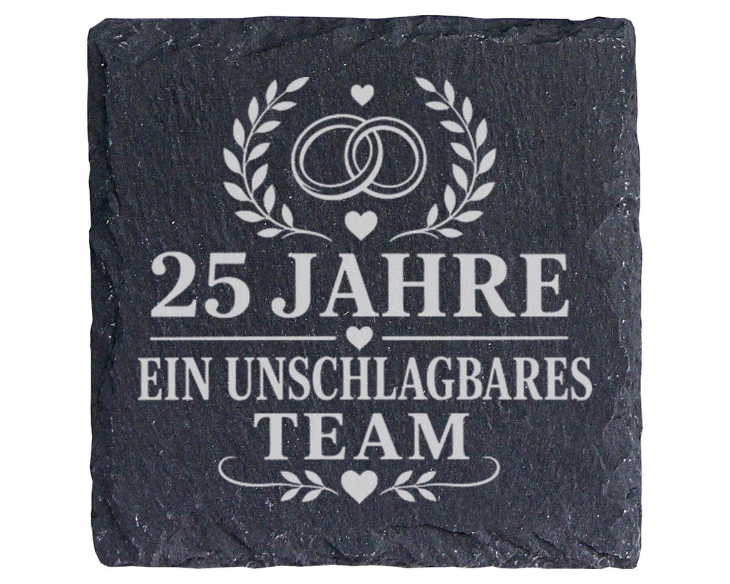Schiefer Untersetzer Silberhochzeit 25 Jahre ein unschlagbares Team -  – Bild 1