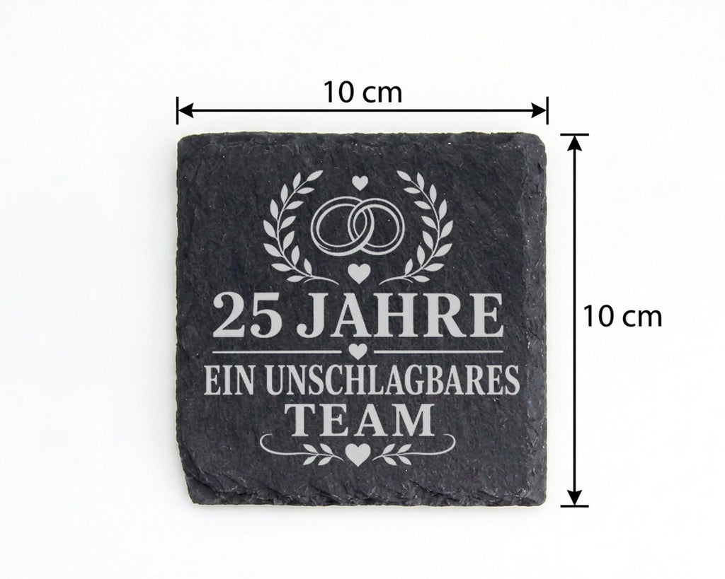 Schiefer Untersetzer Silberhochzeit 25 Jahre ein unschlagbares Team -  – Bild 4
