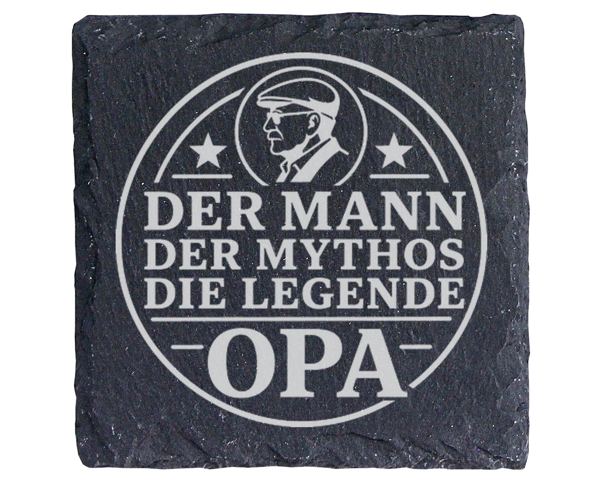 Schiefer Untersetzer Opa Mann Mythos Legende - Geschenk für Großvater  – Bild 1