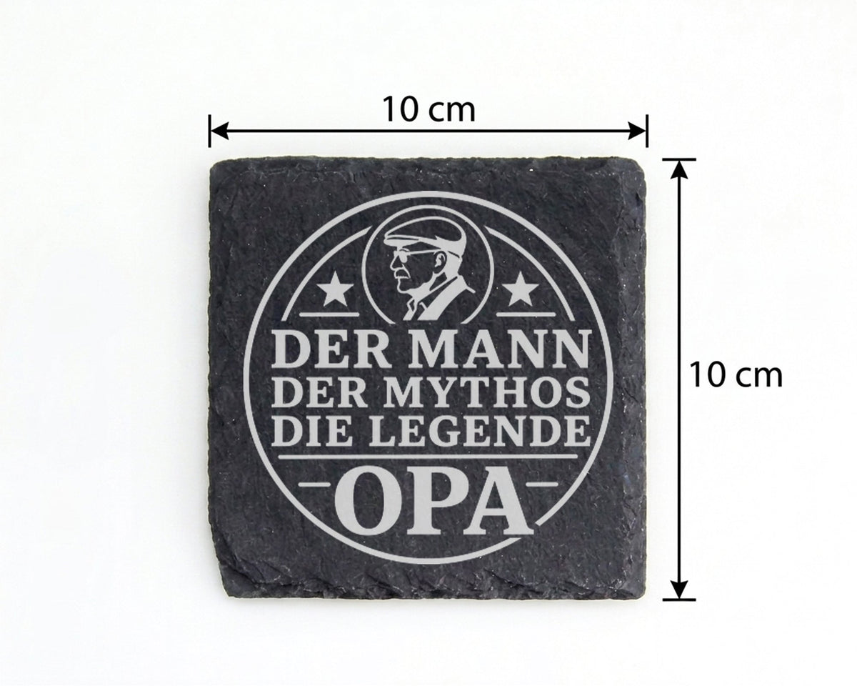 Schiefer Untersetzer Opa Mann Mythos Legende - Geschenk für Großvater  – Bild 4