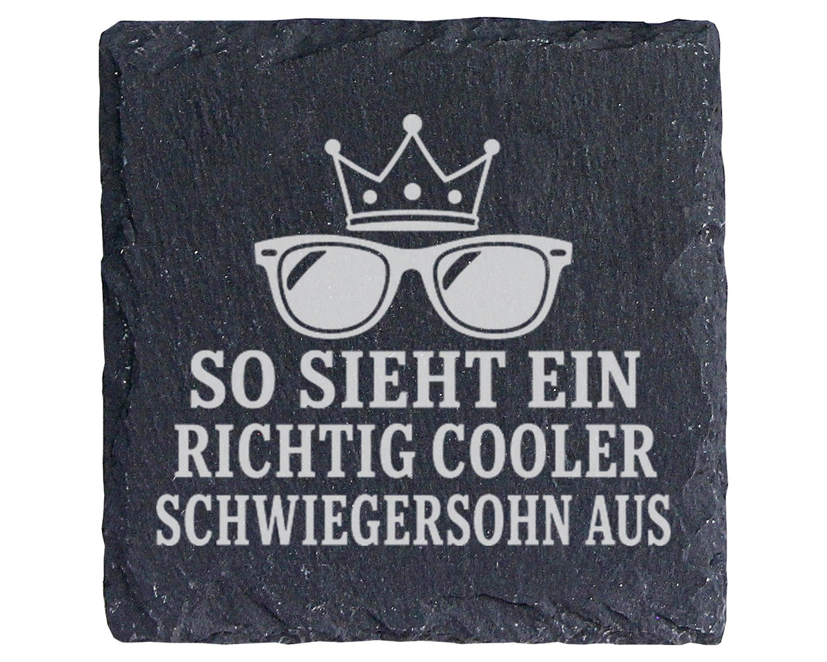 Schiefer Untersetzer So sieht ein richtig cooler Schwiegersohn aus - G – Bild 1
