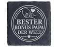Schiefer Untersetzer Bester Bonus Papa der Welt - Geschenk für Stiefva – Bild 1