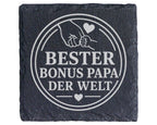Schiefer Untersetzer Bester Bonus Papa der Welt - Geschenk für Stiefva – Bild 1