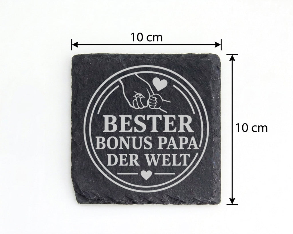 Schiefer Untersetzer Bester Bonus Papa der Welt - Geschenk für Stiefva – Bild 4
