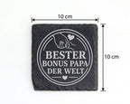 Schiefer Untersetzer Bester Bonus Papa der Welt - Geschenk für Stiefva – Bild 4