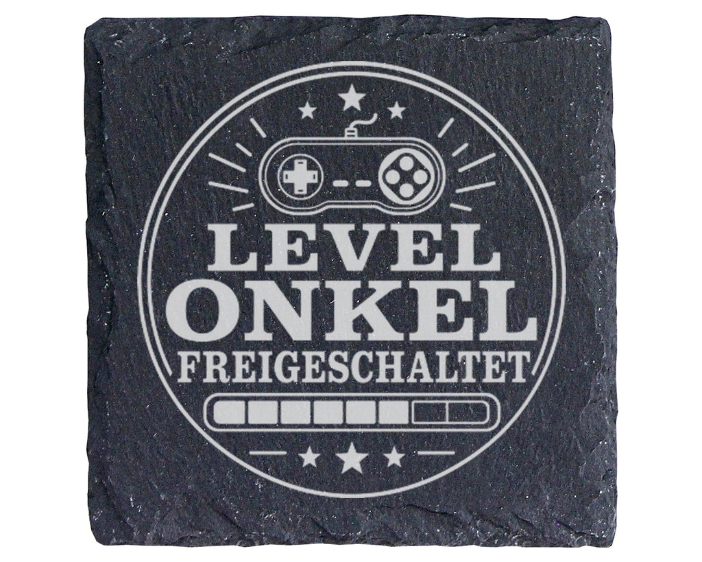 Schiefer Untersetzer Level Onkel freigeschaltet - Geschenk für werdend – Bild 1