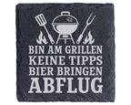 Schiefer Untersetzer Bin am Grillen keine Tipps Bier bringen Abflug -  – Bild 1