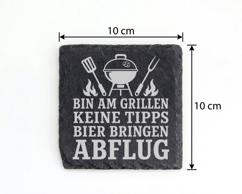 Schiefer Untersetzer Bin am Grillen keine Tipps Bier bringen Abflug -  – Bild 4