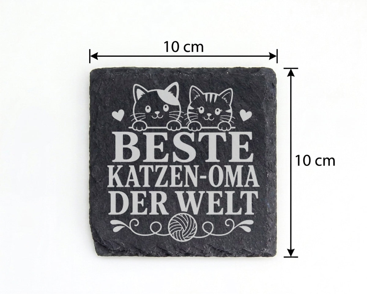 Schiefer Untersetzer Beste Katzen Oma der Welt - Geschenk für Katzenli – Bild 4