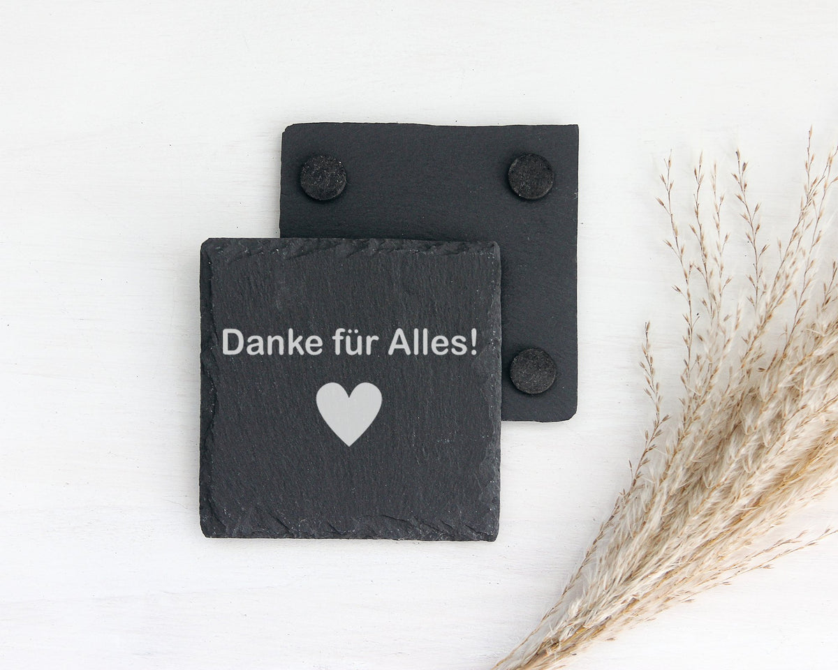Schiefer Untersetzer Danke Für Alles Herz - Geschenk An Helfer Dankesc – Bild 2