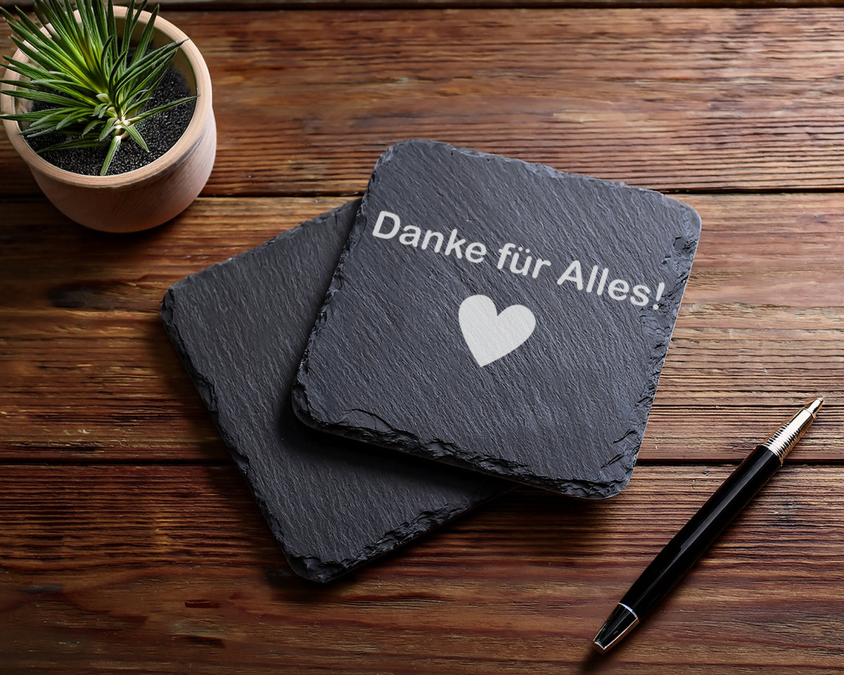 Schiefer Untersetzer Danke Für Alles Herz - Geschenk An Helfer Dankesc – Bild 5