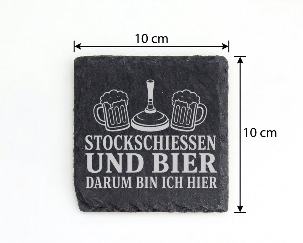 Schiefer Untersetzer Stockschießen und Bier darum bin ich hier - Gesch – Bild 4