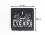 Schiefer Untersetzer Stockschießen und Bier darum bin ich hier - Gesch – Bild 4
