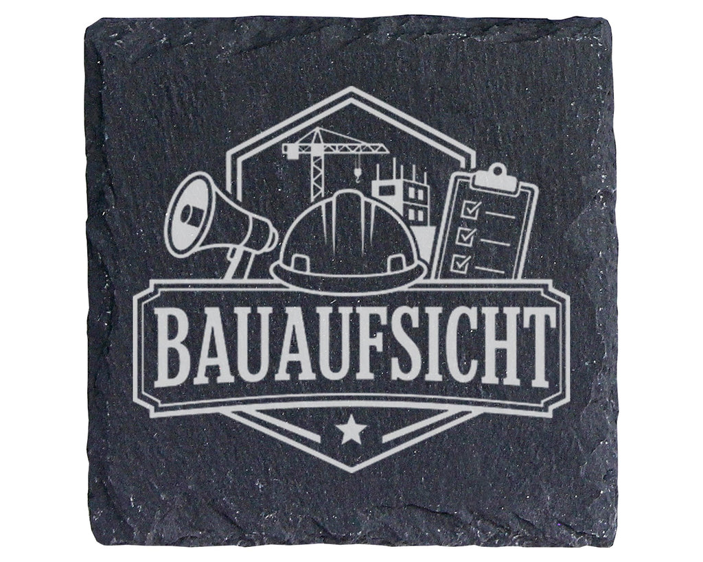 Schiefer Untersetzer Bauaufsicht - Lustiges Geschenk für Bauherr, Baul – Bild 1