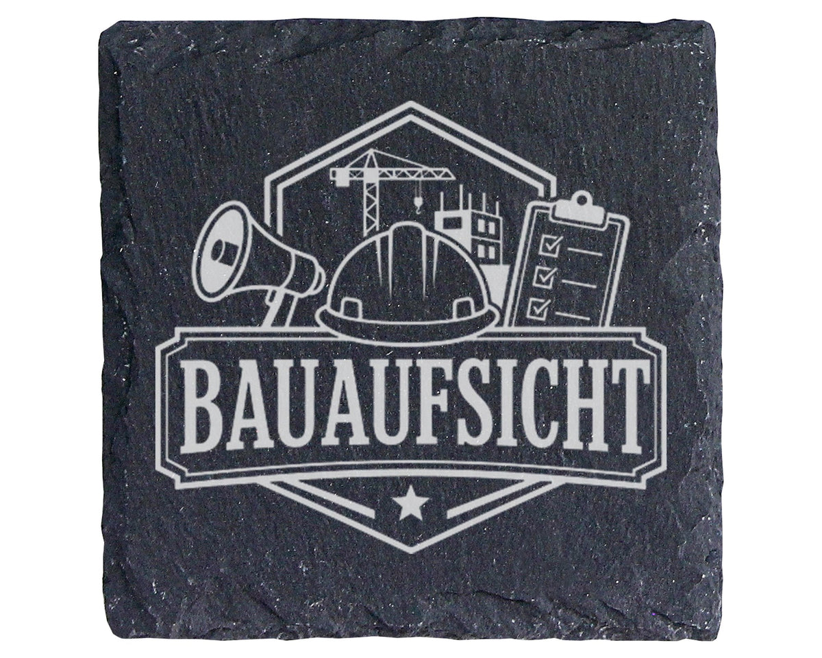 Schiefer Untersetzer Bauaufsicht - Lustiges Geschenk für Bauherr, Baul – Bild 1