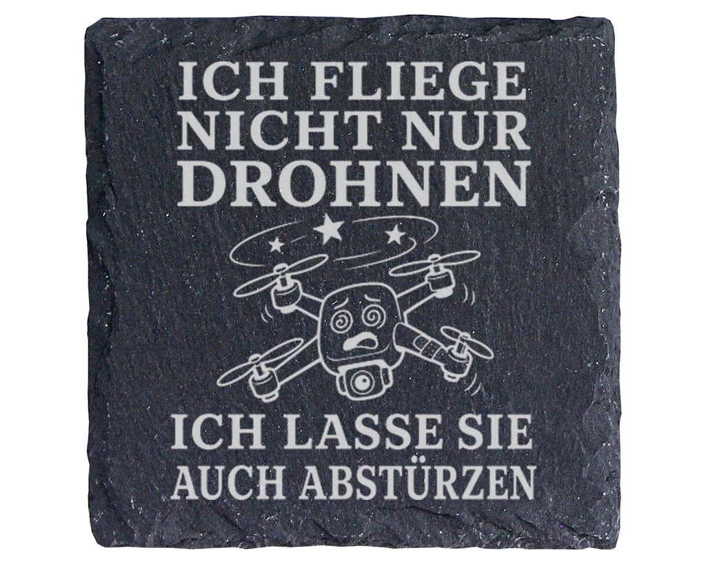 Schiefer Untersetzer Drohnenpilot Ich lasse Drohnen auch abstürzen - L – Bild 1