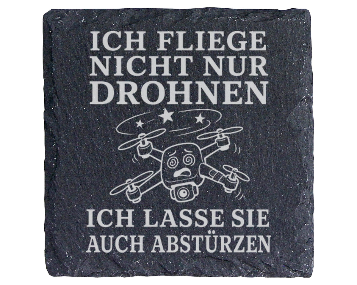 Schiefer Untersetzer Drohnenpilot Ich lasse Drohnen auch abstürzen - L – Bild 1