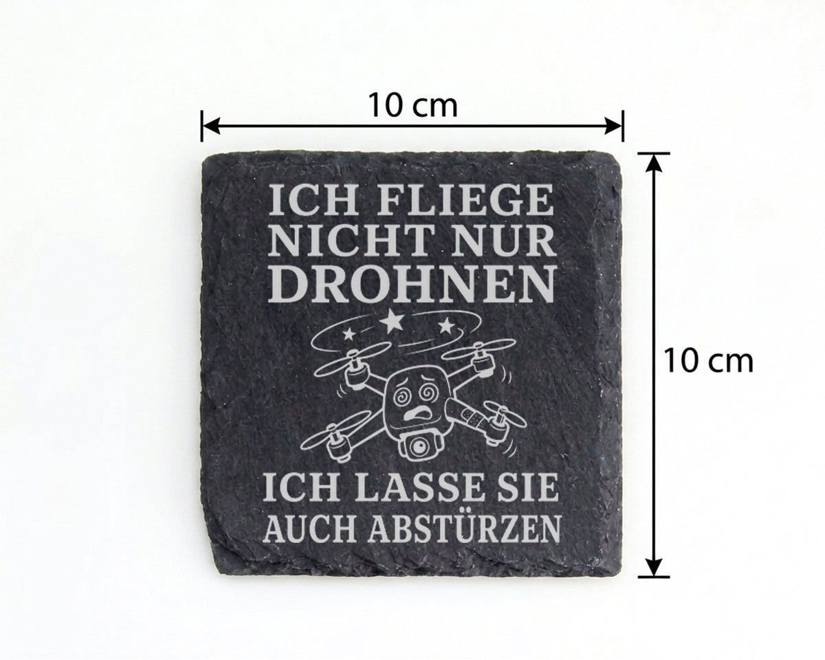 Schiefer Untersetzer Drohnenpilot Ich lasse Drohnen auch abstürzen - L – Bild 4
