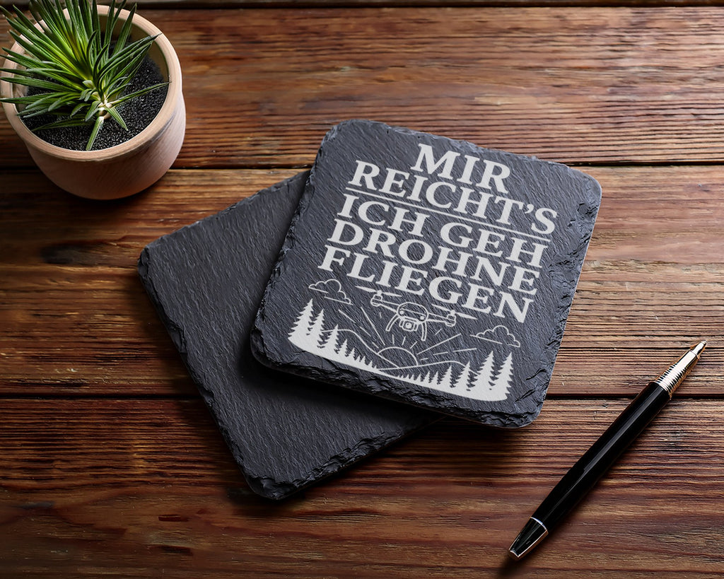 Schiefer Untersetzer Mir reichts ich geh Drohne fliegen - Geschenk für – Bild 5
