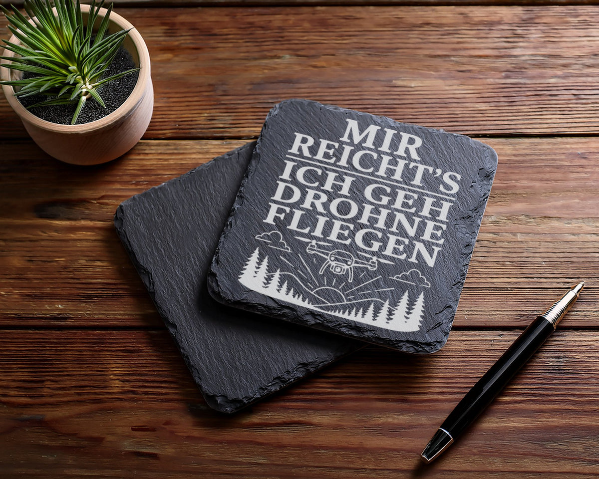 Schiefer Untersetzer Mir reichts ich geh Drohne fliegen - Geschenk für – Bild 5