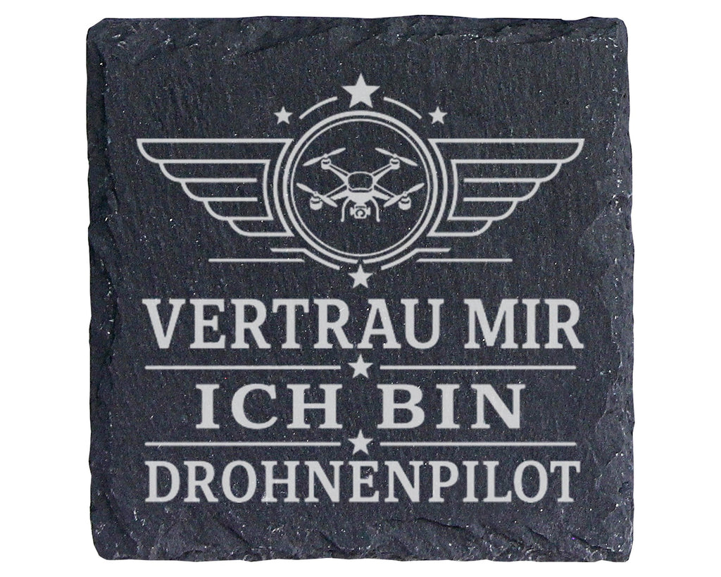 Schiefer Untersetzer Vertrau mir ich bin Drohnenpilot - Lustiges Gesch – Bild 1